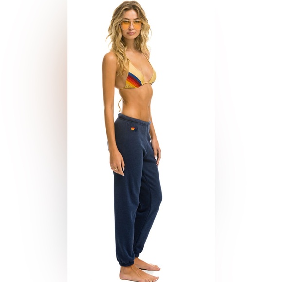 Aviator Nation 5 STRIPE SWEATPANTS - NAVY XS 💛🧡❤️💙 - Picture 3 of 8